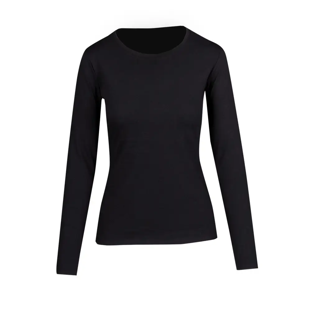 Casey Long Sleeve Top. It's made of 100% fine cotton jersey, perfect for layering on those cooler days. It has a slim fit long cut, a round neck, and comes in black and white.