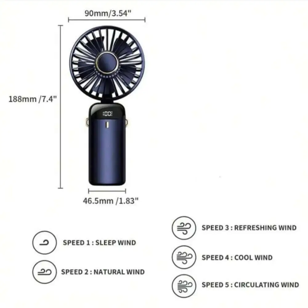 Personnel Battery Operated Fan , 5 speed,Perfect For Hot Flushes