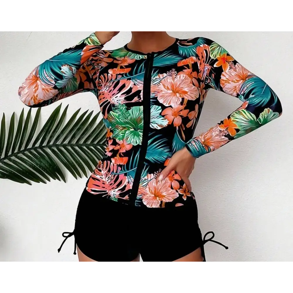 Tropical Zip Rashie Top - gmaxx