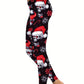 Christmas Skull Print Yoga Tights, Pants, Leggings - Black