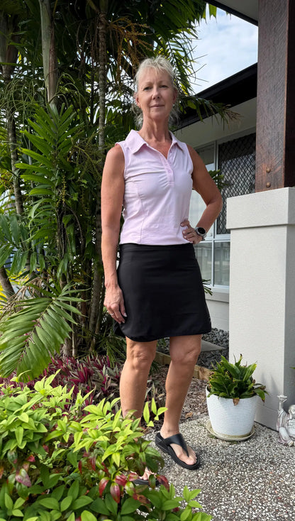 Black Longer Skort with Pockets - Skorts