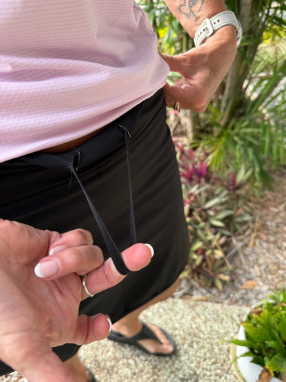 Black Longer Skort with Pockets - Skorts for golf and lawn bowls