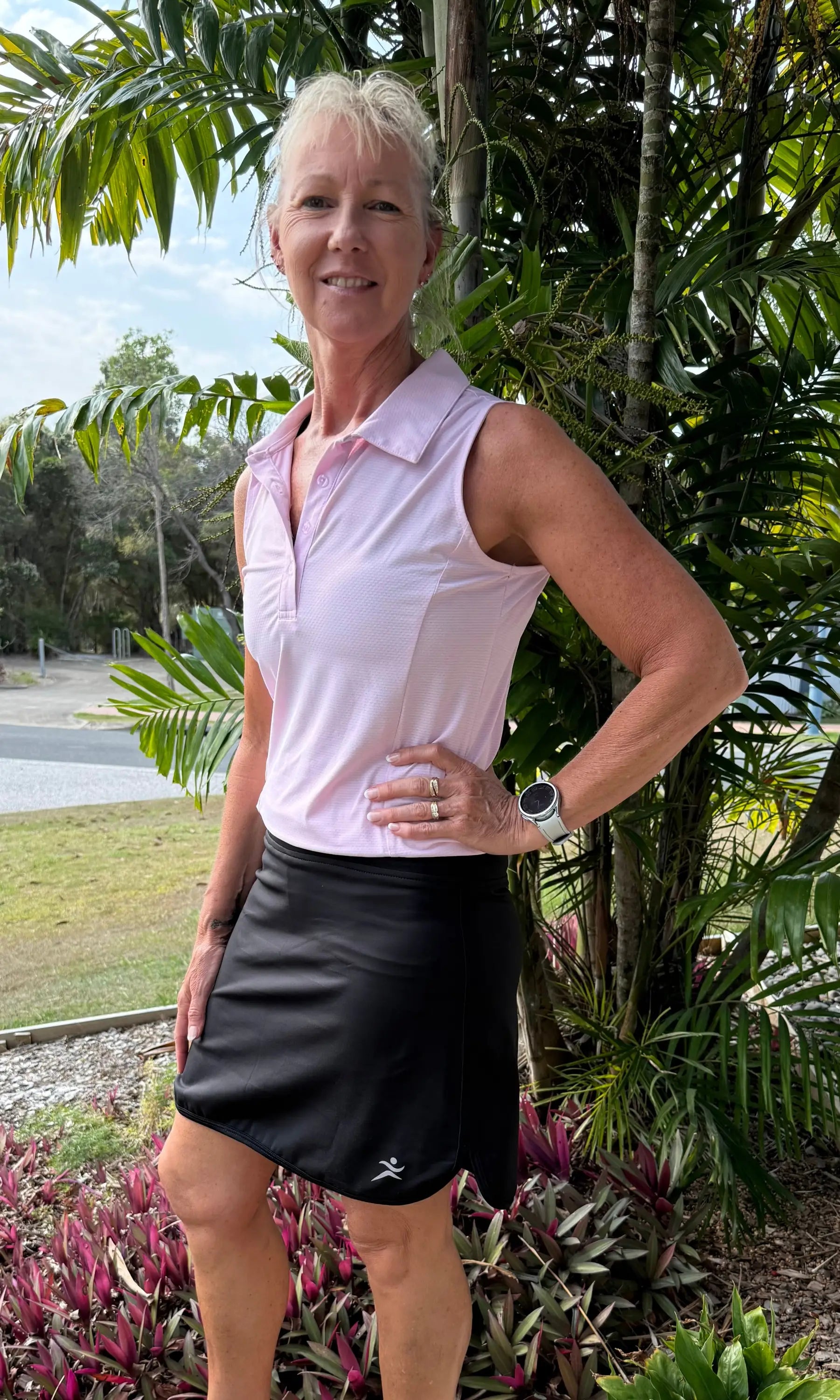 Black Longer Skort with Pockets - Skorts for golf and lawn bowls