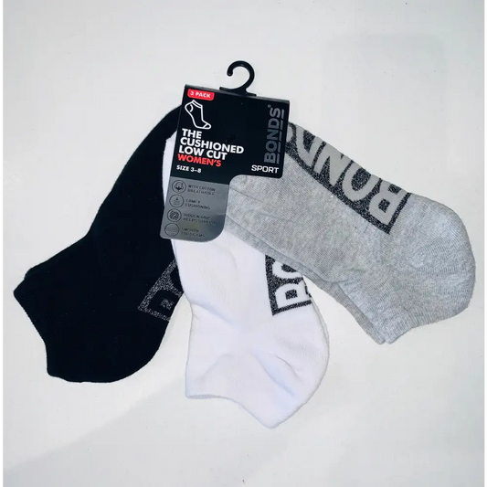 Bonds Ladies 3 Pack Socks - The CUSHIONED LOW CUT - gmaxx