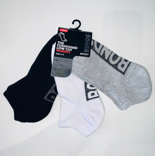 Bonds Ladies 3 Pack Socks - The CUSHIONED LOW CUT - gmaxx