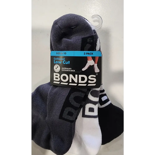 Bonds Men's 3 Pack Socks - The CUSHIONED LOW CUT. - gmaxx