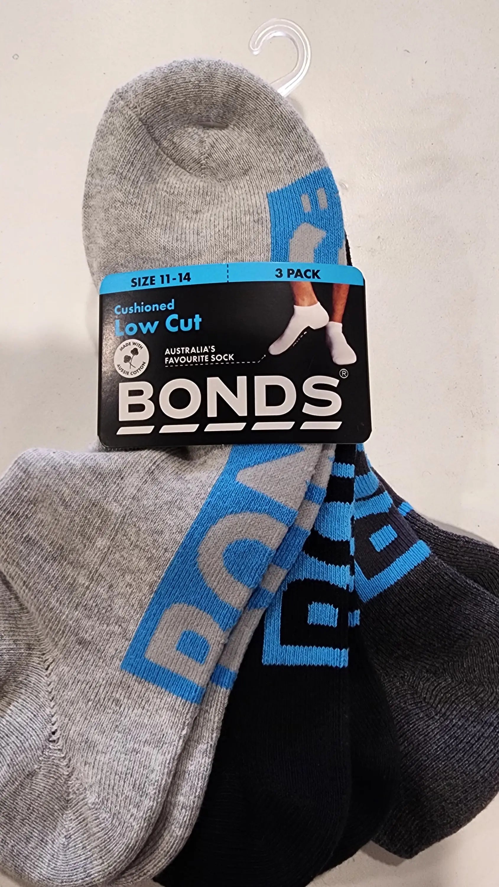 Bonds Men's 3 Pack Socks - The CUSHIONED LOW CUT. - gmaxx