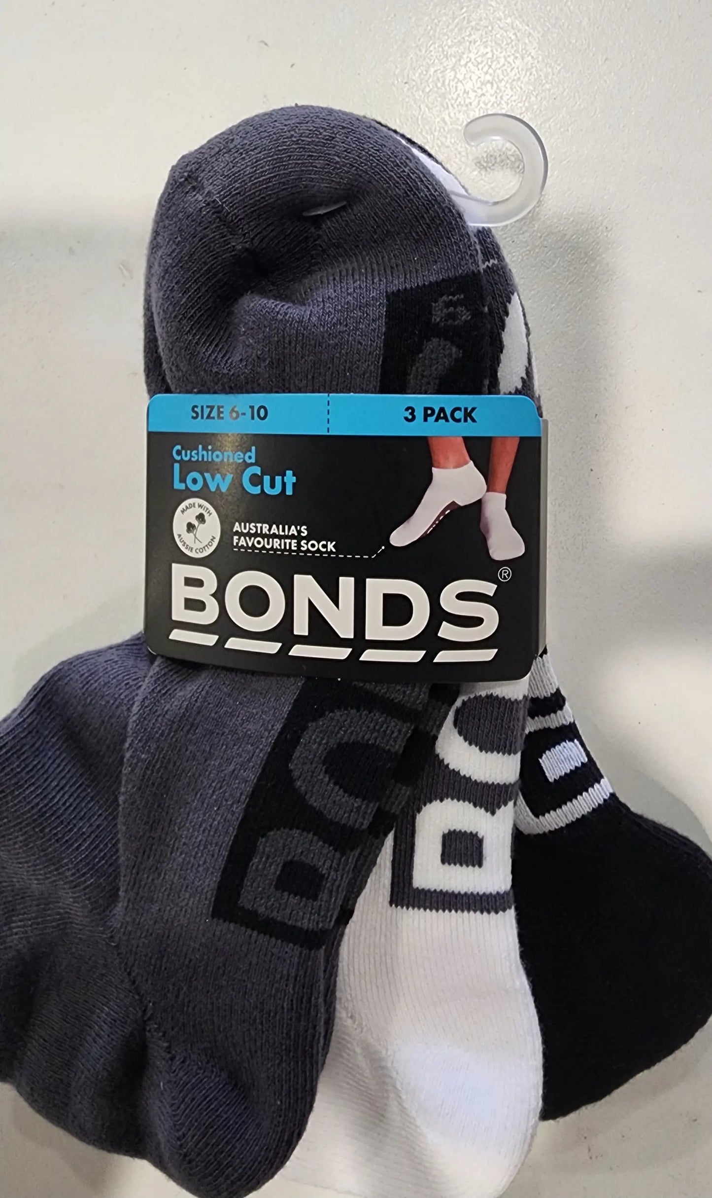 Bonds Men's 3 Pack Socks - The CUSHIONED LOW CUT. - gmaxx