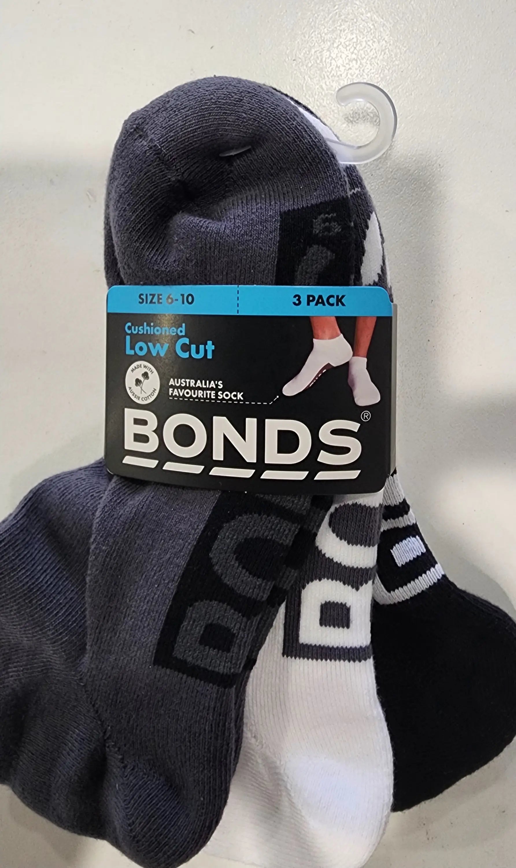 Bonds Men's 3 Pack Socks - The CUSHIONED LOW CUT. - gmaxx