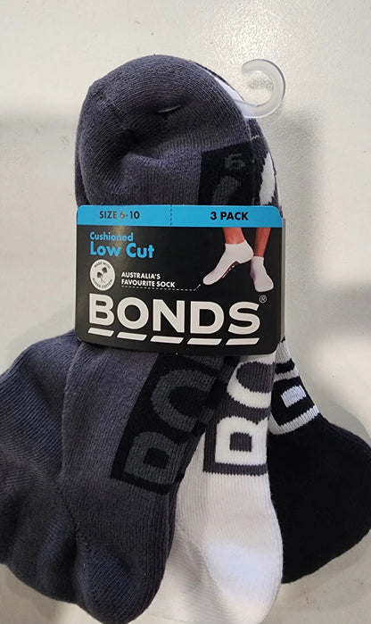 Bonds Men's 3 Pack Socks - The CUSHIONED LOW CUT. - gmaxx