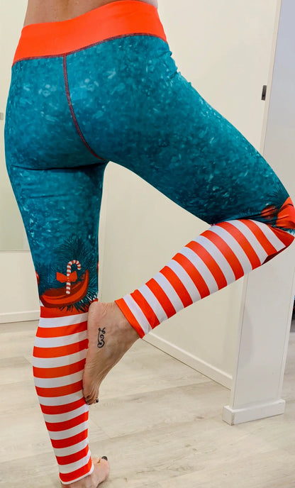 Gmaxx Christmas Leggings, Christmas stockings with Bow at the knee
