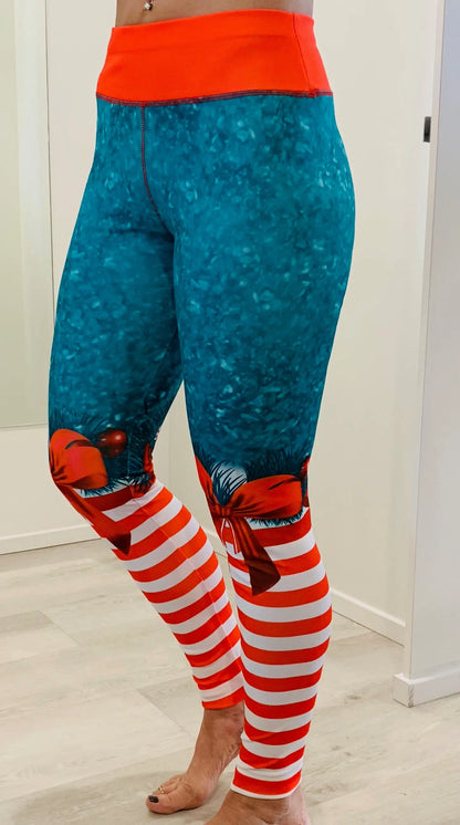Gmaxx Christmas Leggings, Christmas stockings with Bow at the knee