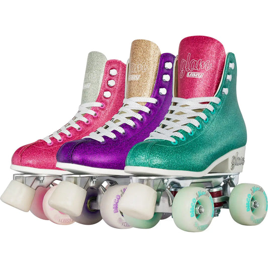 The Glam Skate is a serious skate - with a lustrous glitter shine over the entire boot. Built in a classic style, the Glam is far from your traditional roller skate - it comes packed full of great skating features to make skating more comfortable, more controlled and more glamourous than ever before! Don't be afraid to show the word how sparkly, glittery and fun you are on your new Glam Skates by Crazy Skates.