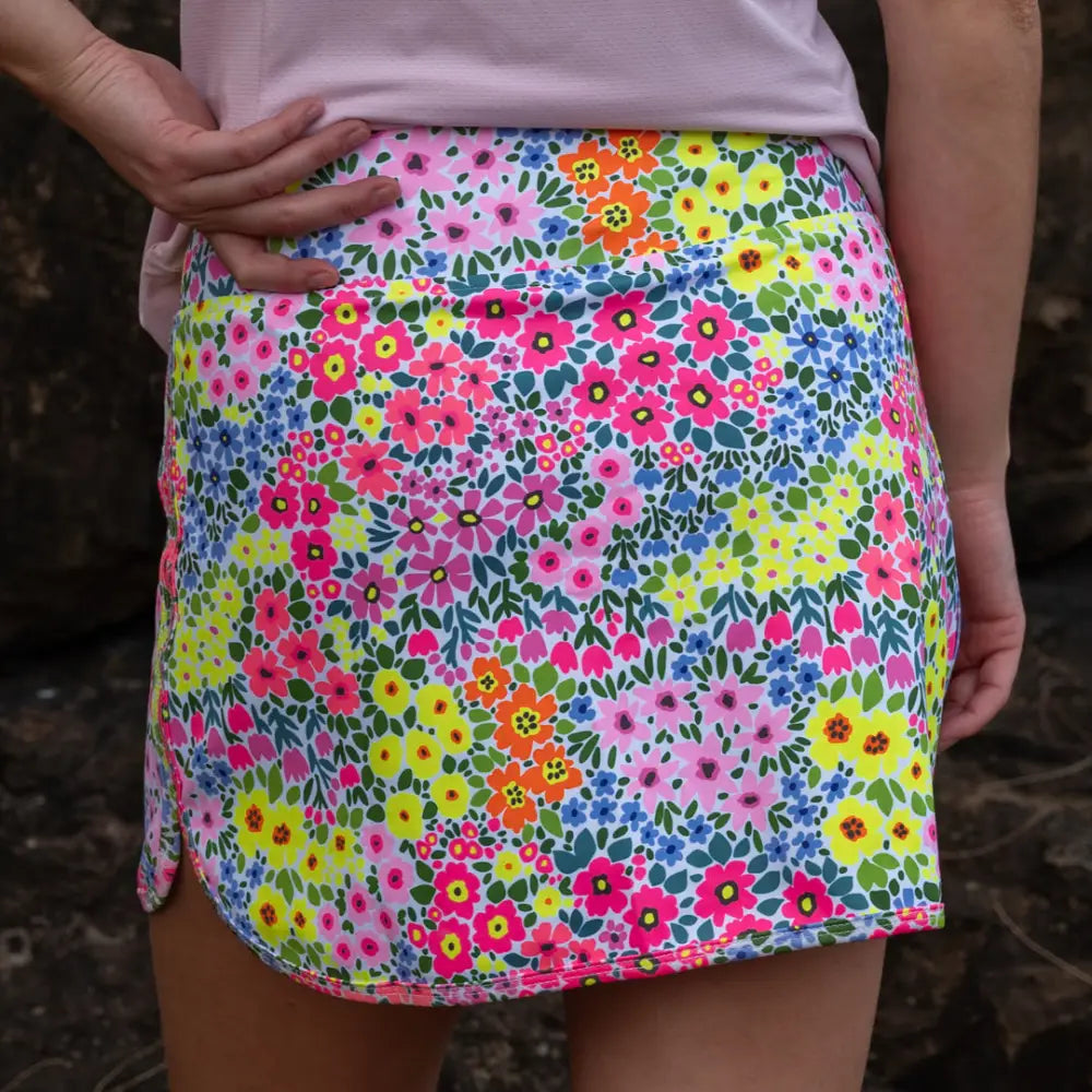 Flora Skort with Pockets - Floral Ditsy Print, Neon Colours, Golf, Pickleball, Tennis Skort/ Skirt 