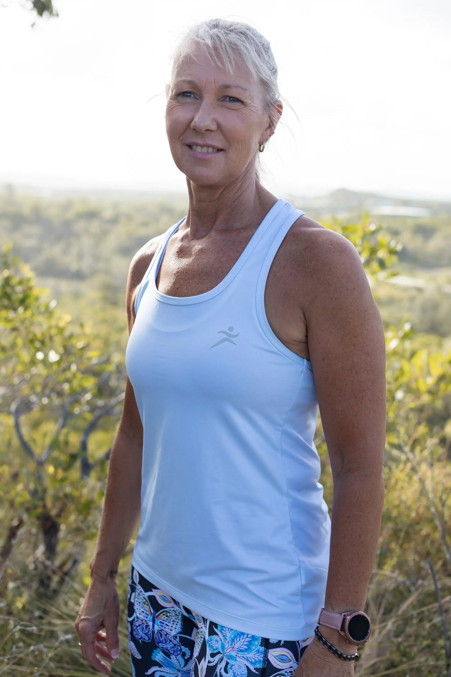 Gmaxx Ice Blue Strappy Back Sports Top