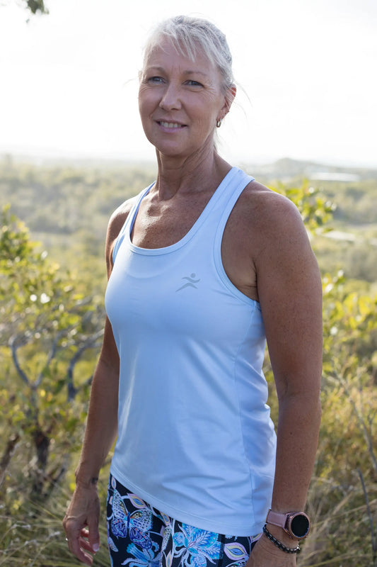 Gmaxx Ice Blue Strappy Back Sports Top