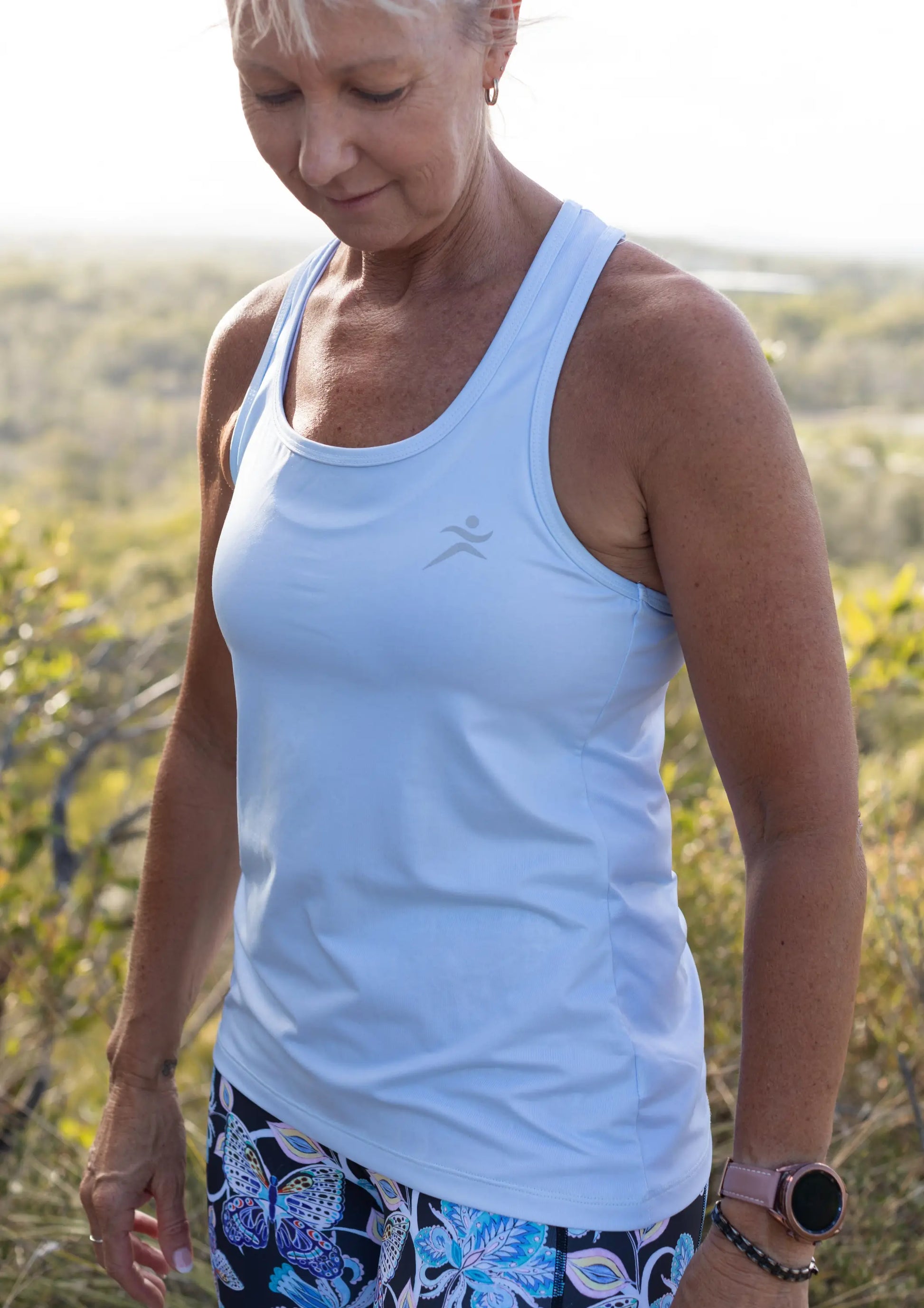 Gmaxx Ice Blue Strappy Back Sports Top