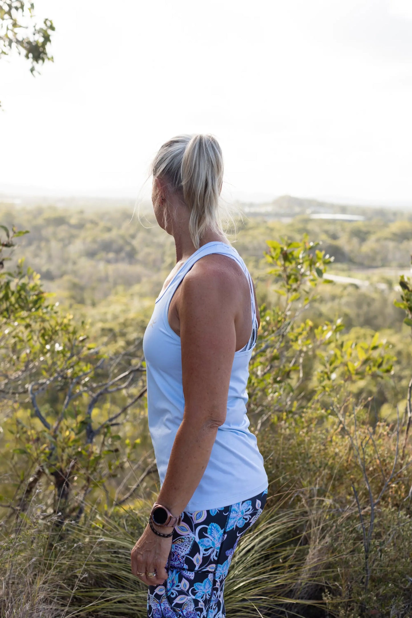 Gmaxx Ice Blue Strappy Back Sports Top