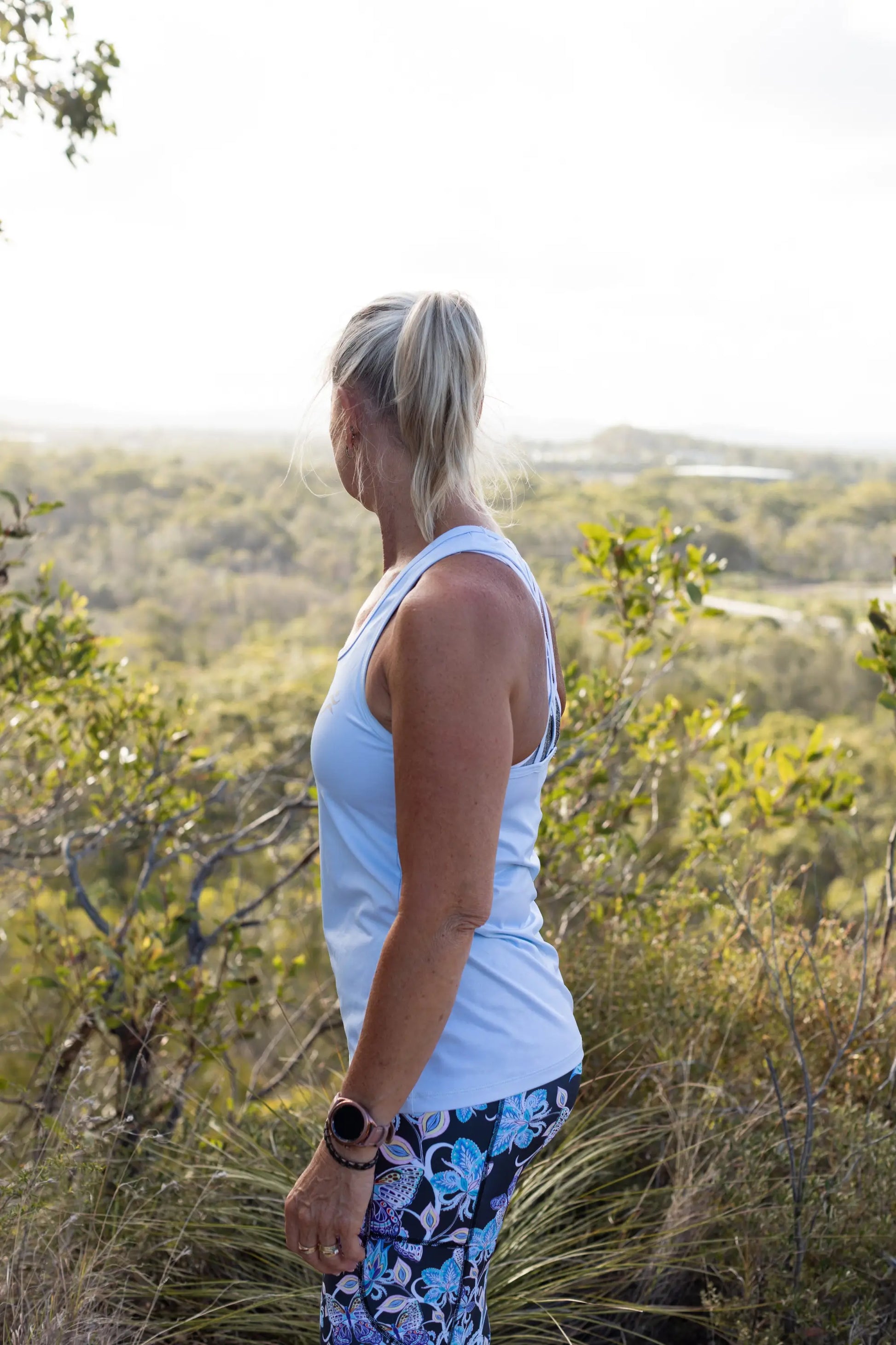 Gmaxx Ice Blue Strappy Back Sports Top