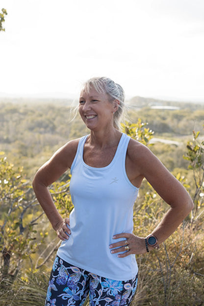 Gmaxx Ice Blue Strappy Back Sports Top