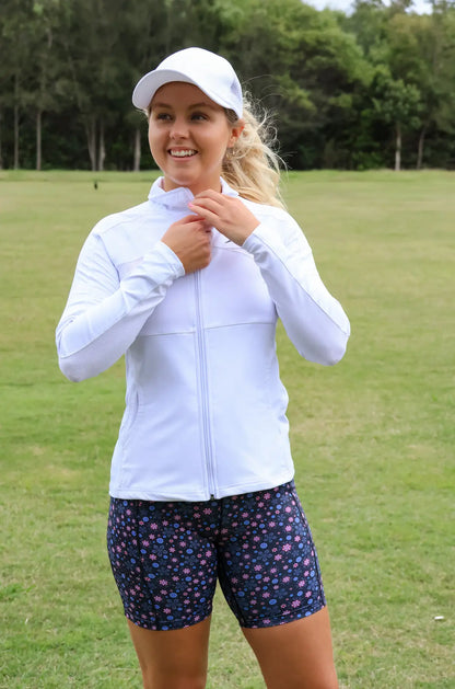 Hayley White Sports Jacket. Full Zip Up.