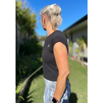 Holli Cap Sleeve Tee. Available in White, Navy, Black, Seafoam and Pink