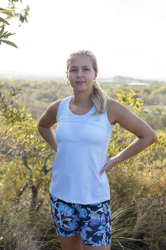 Ice Blue Full Back Singlets. XS - XXXL