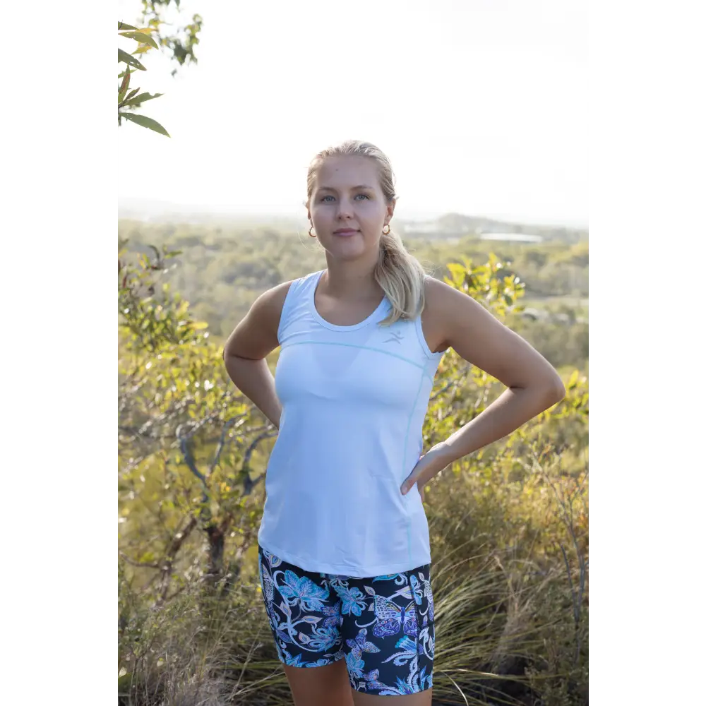 Ice Blue Full Back Singlets. XS - XXXL