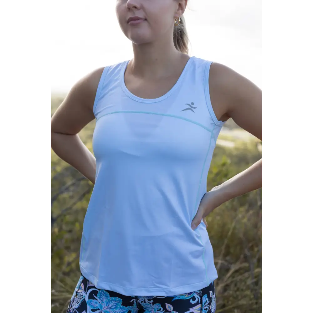 Ice Blue Full Back Singlets. XS - XXXL