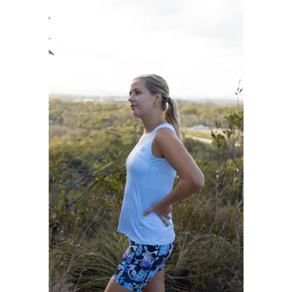 Ice Blue Full Back Singlets. XS - XXXL