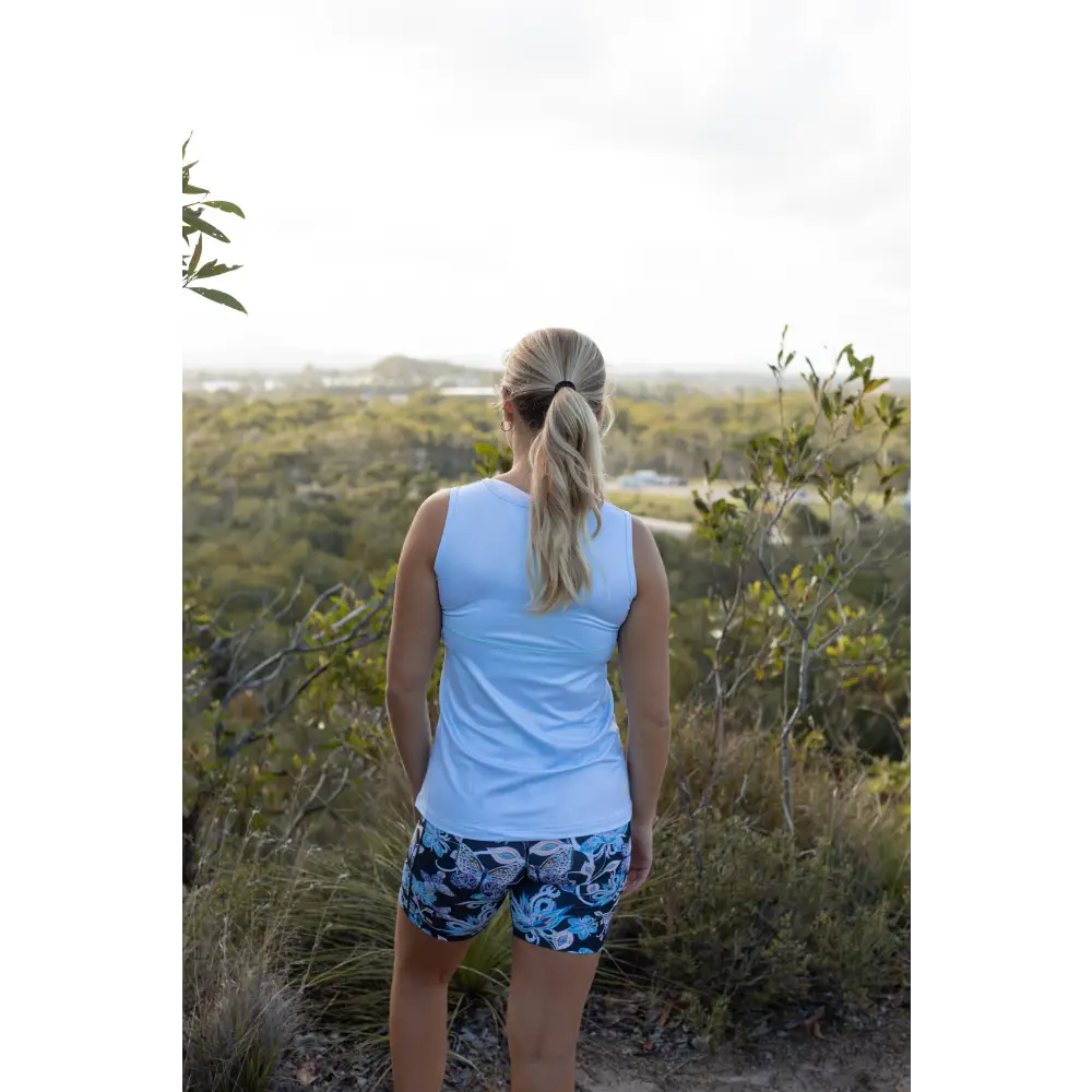 Ice Blue Full Back Singlets. XS - XXXL