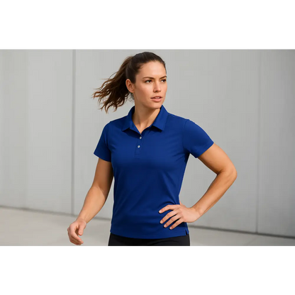 Model wearing Royal Blue Accelerator Polo