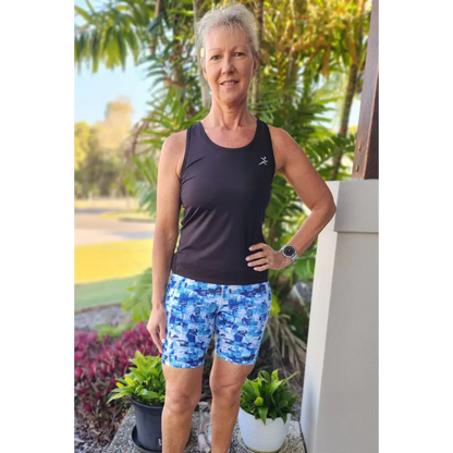 Mia Bike Short - with pockets, blue print