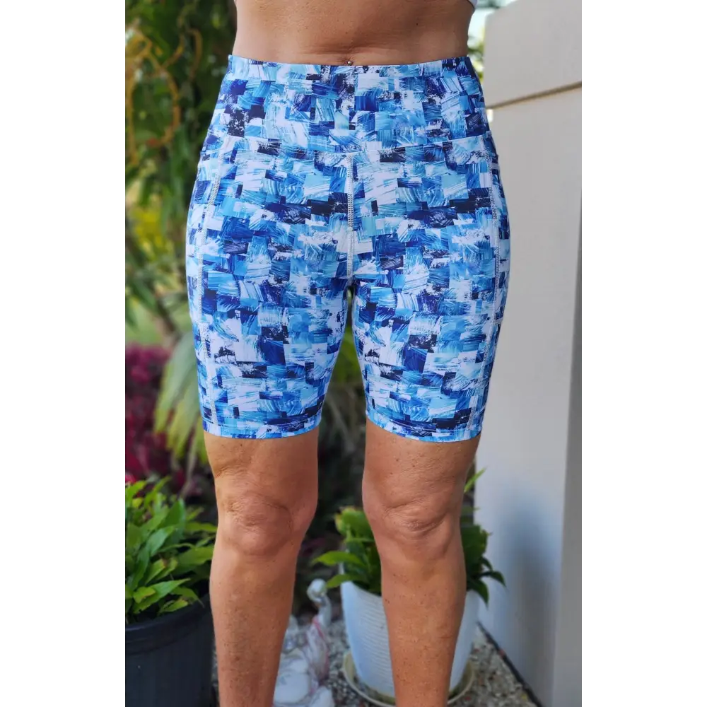 Mia Bike Short - with pockets, blue print