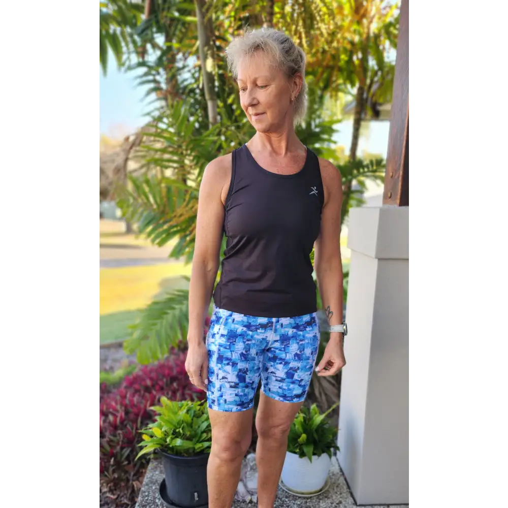 Mia Bike Short - with pockets, blue print