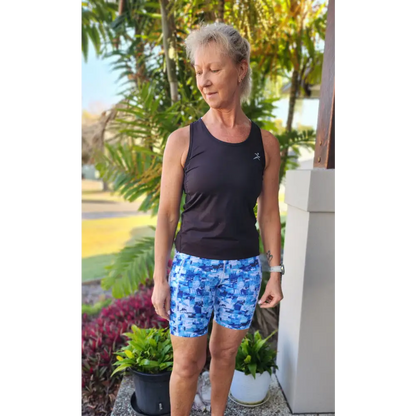 Mia Bike Short - with pockets, blue print