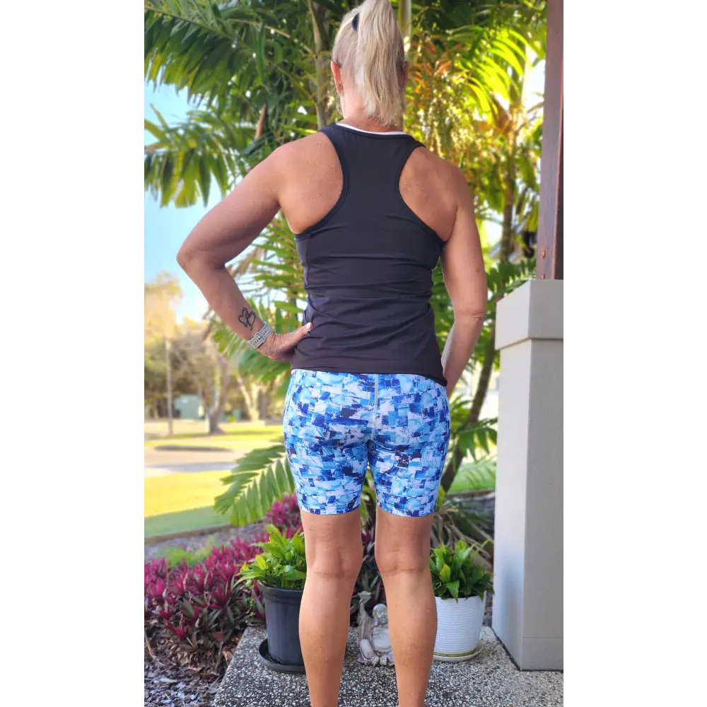 Mia Bike Short - with pockets, blue print