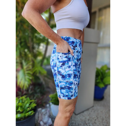 Mia Bike Short - with pockets, blue print