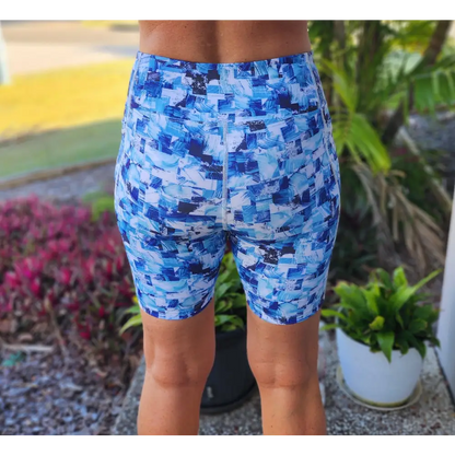 Mia Bike Short - with pockets, blue print