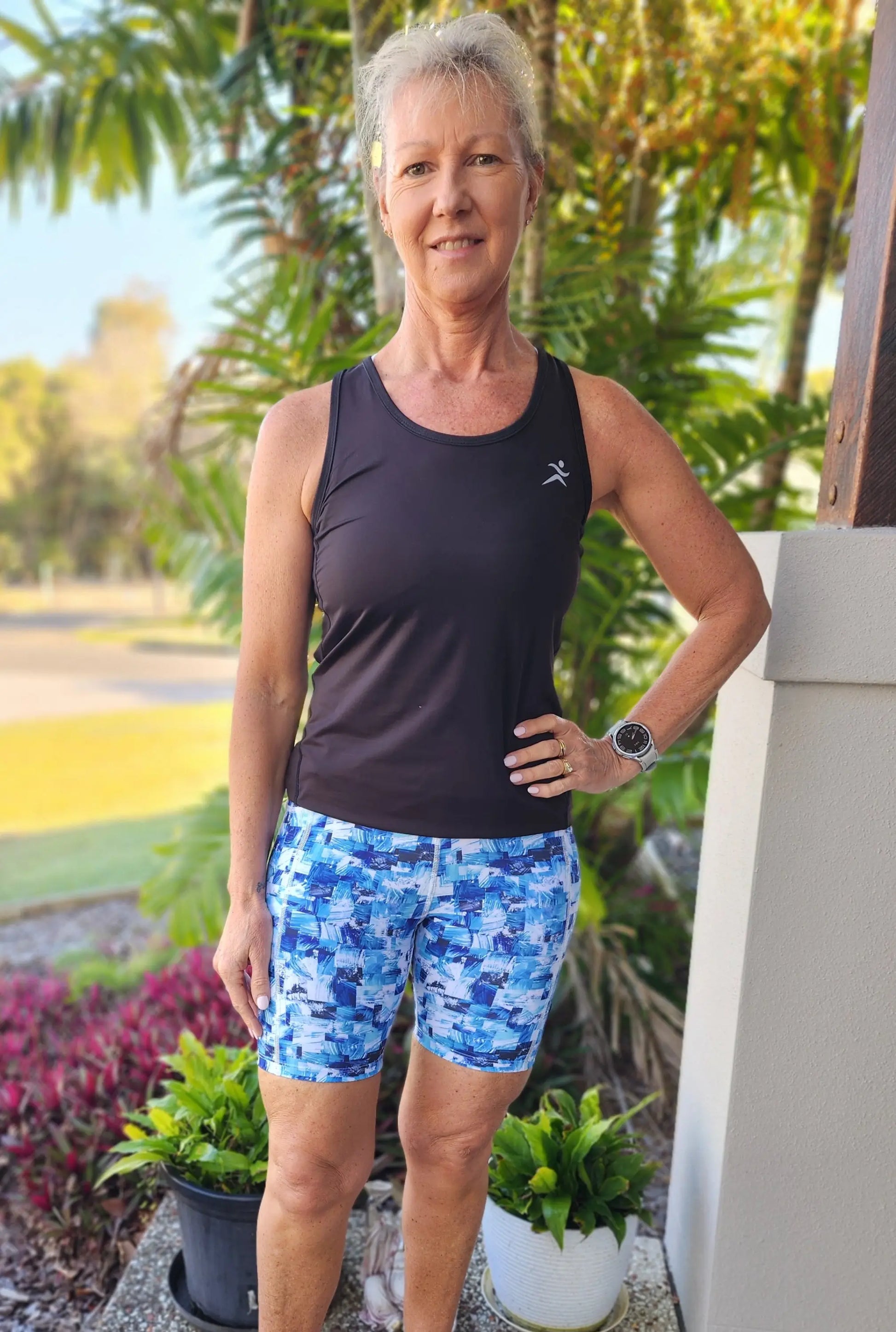 Mia Bike Short - with pockets, blue print