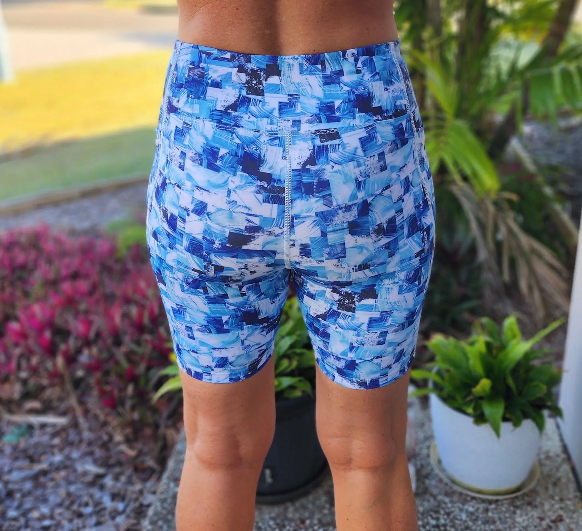 Mia Bike Short - with pockets, blue print