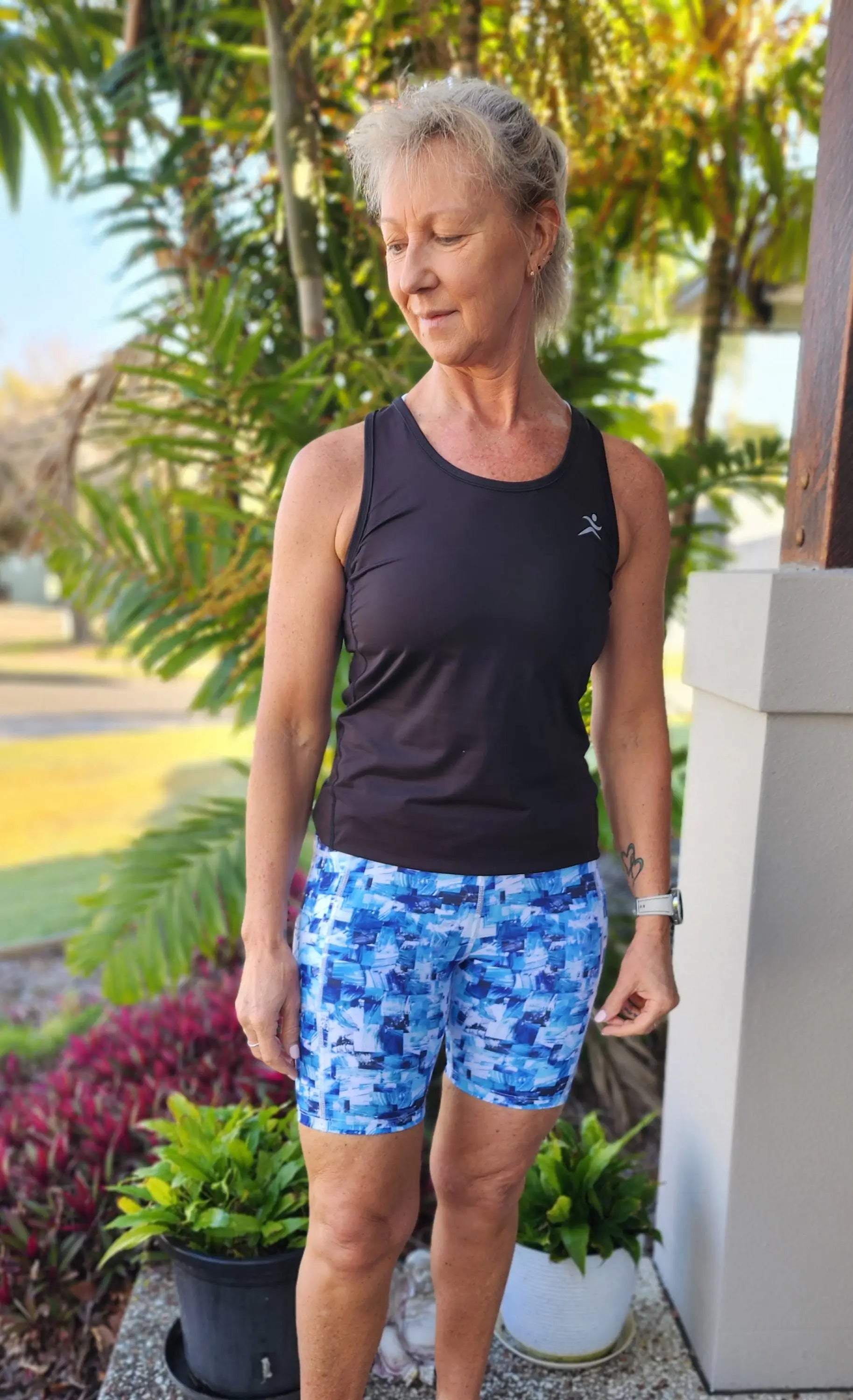 Mia Bike Short - with pockets, blue print