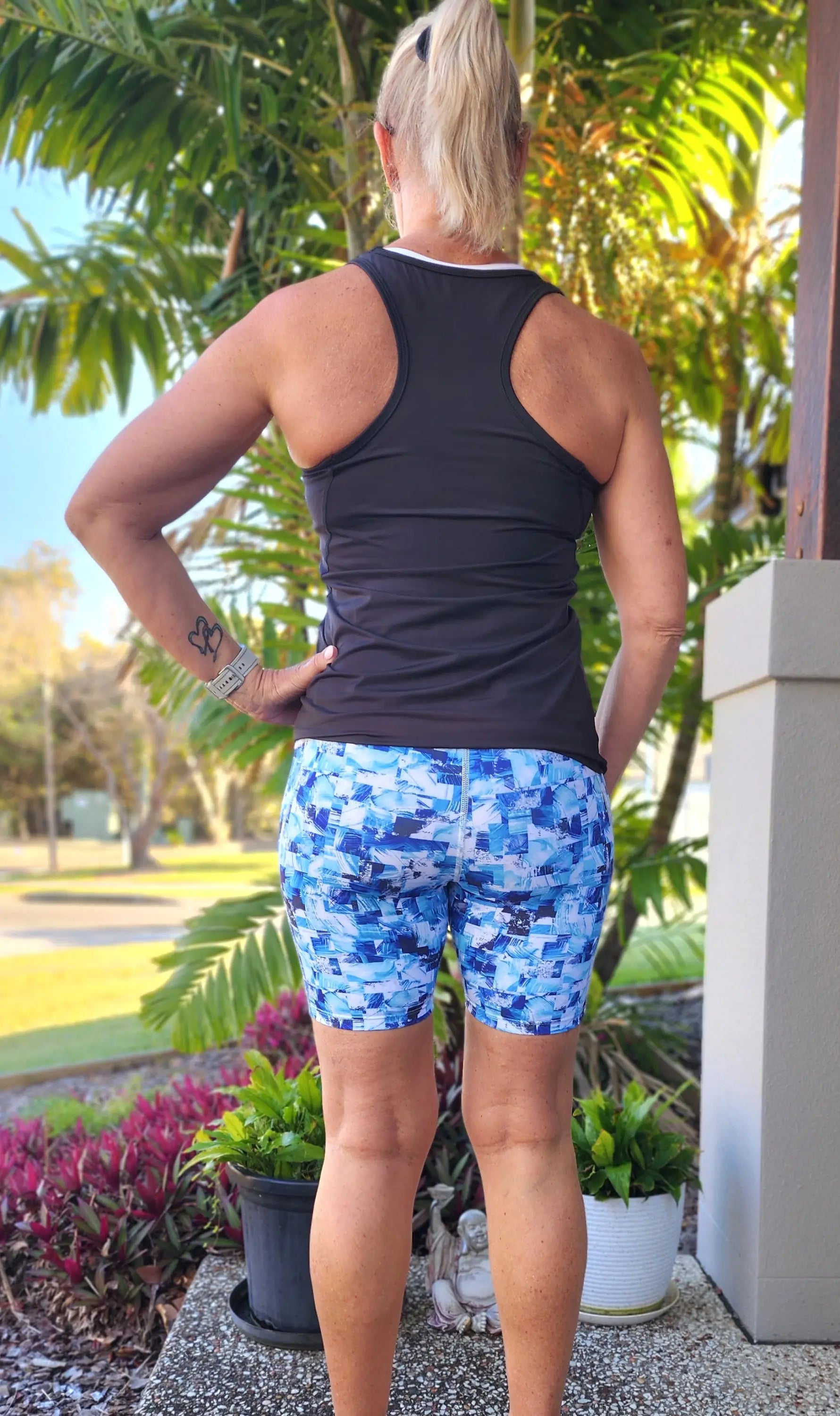 Mia Bike Short - with pockets, blue print