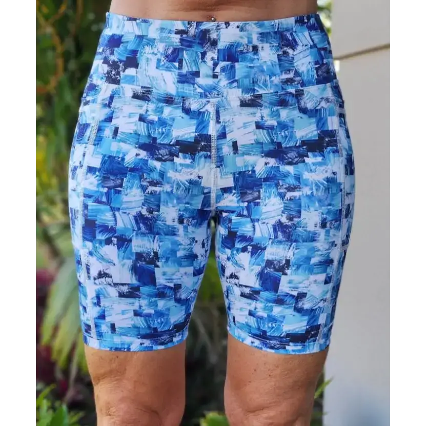 Mia Bike Short - with pockets, blue print
