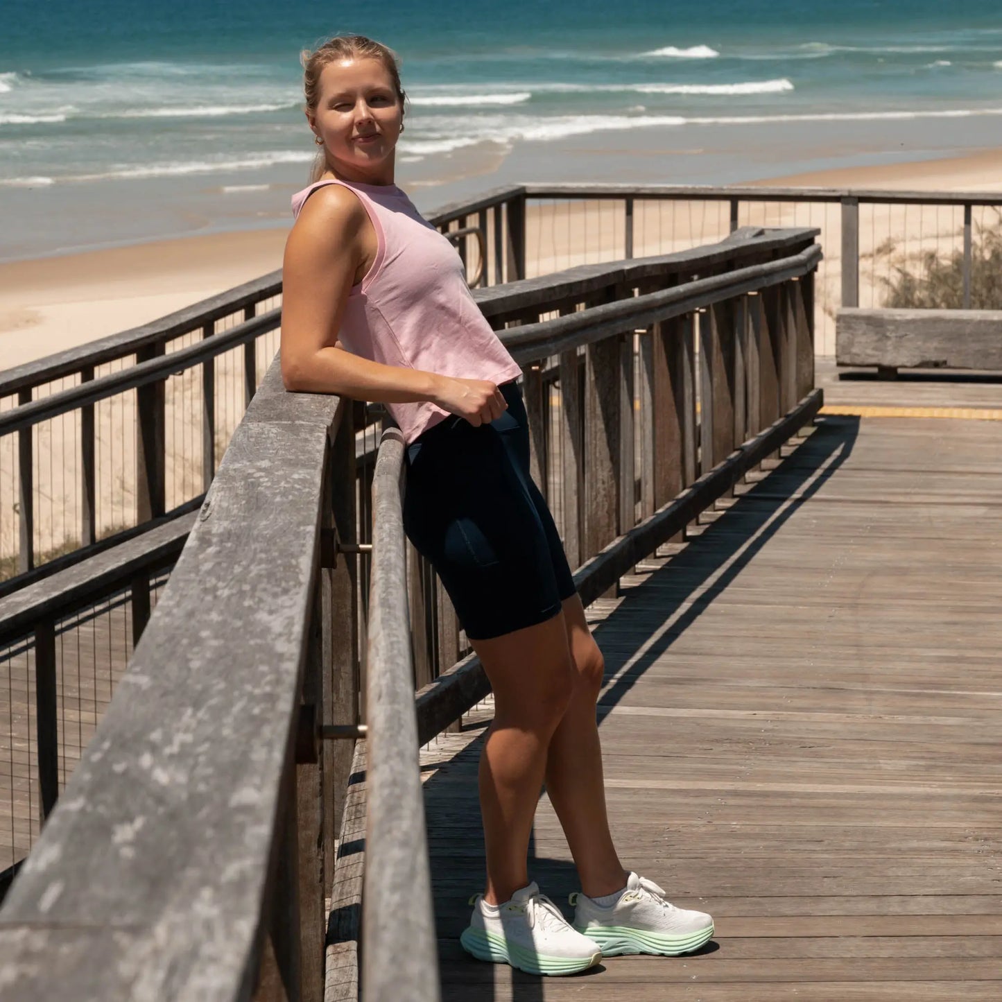 Gmax Navy Bike shorts - High waist, wide waistband for total support . Two side pockets plus a Coin pocket in the waist band.