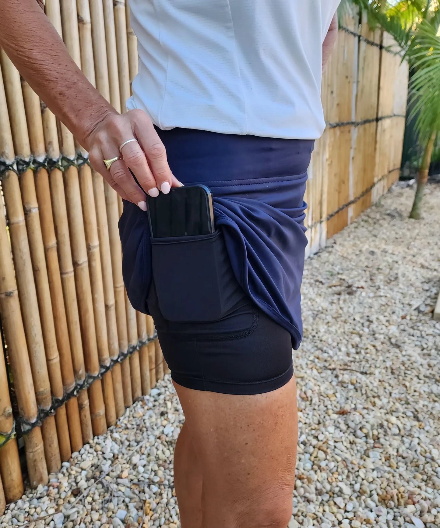 Navy Longer Skort with Pockets - Skorts