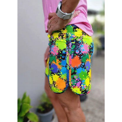 Paint Splatter Print, Neon Colours, Golf, Pickleball, Tennis Skort/ Skirt 