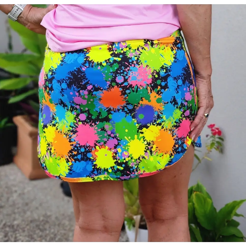 Paint Splatter Print, Neon Colours, Golf, Pickleball, Tennis Skort/ Skirt 
