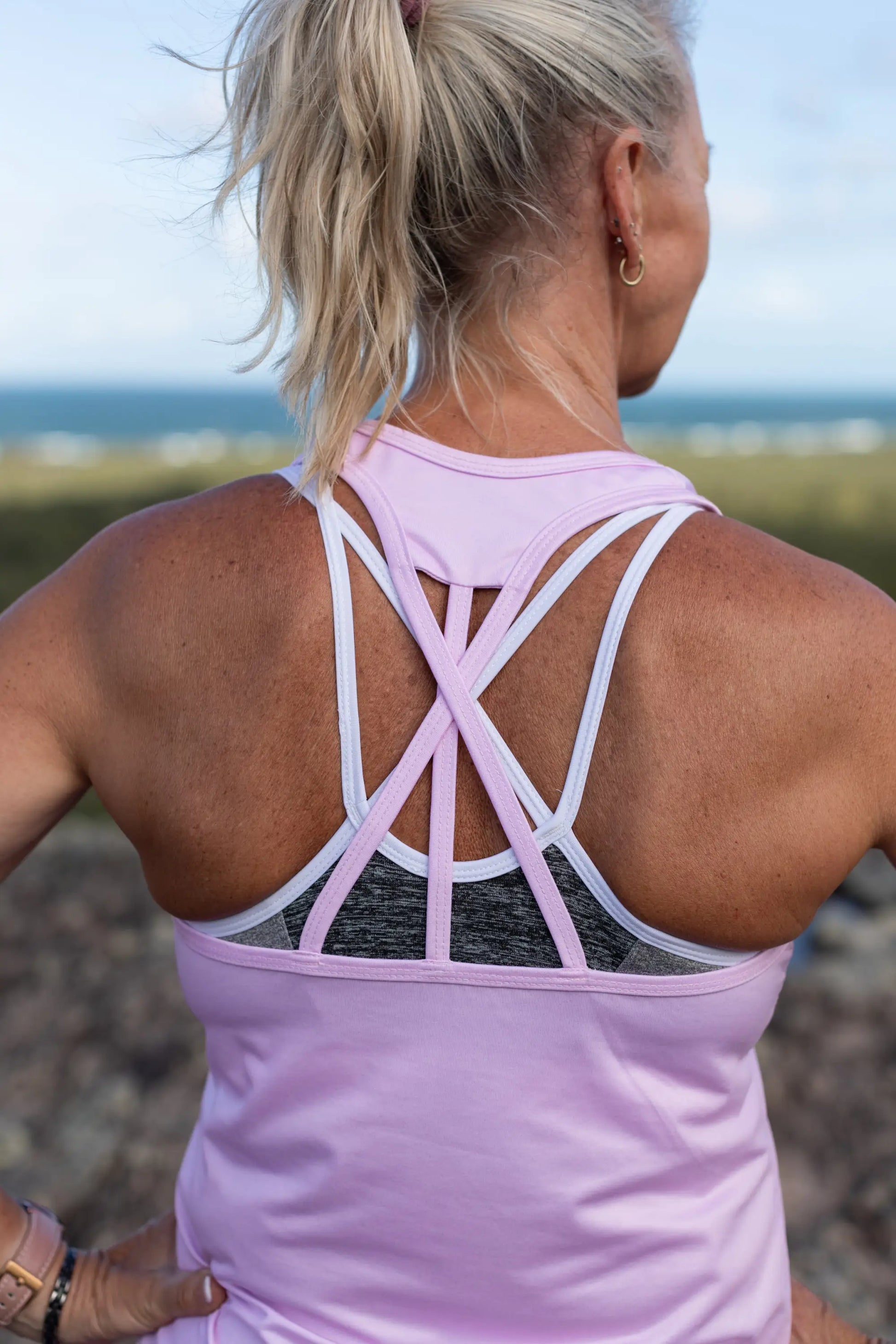Gmaxx Baby Pink Strappy Back Sports Top