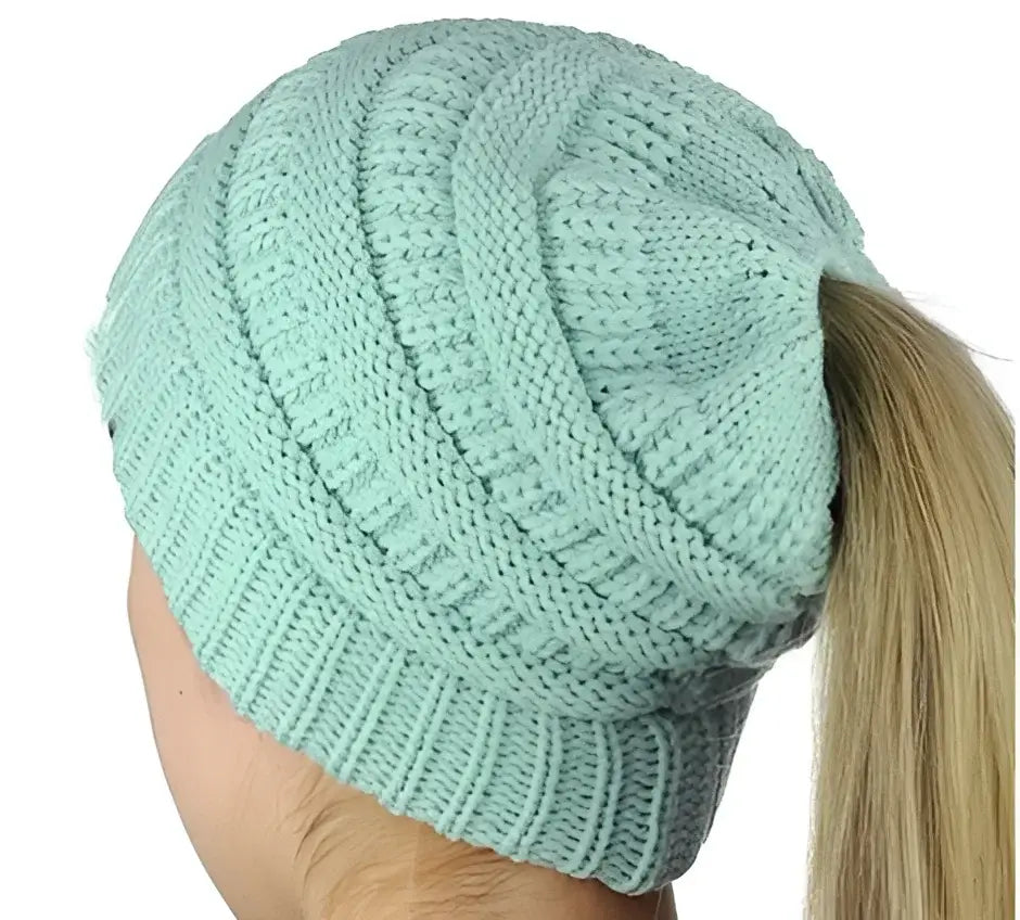Pony Tail Beanies.. Assorted Colours. - gmaxx